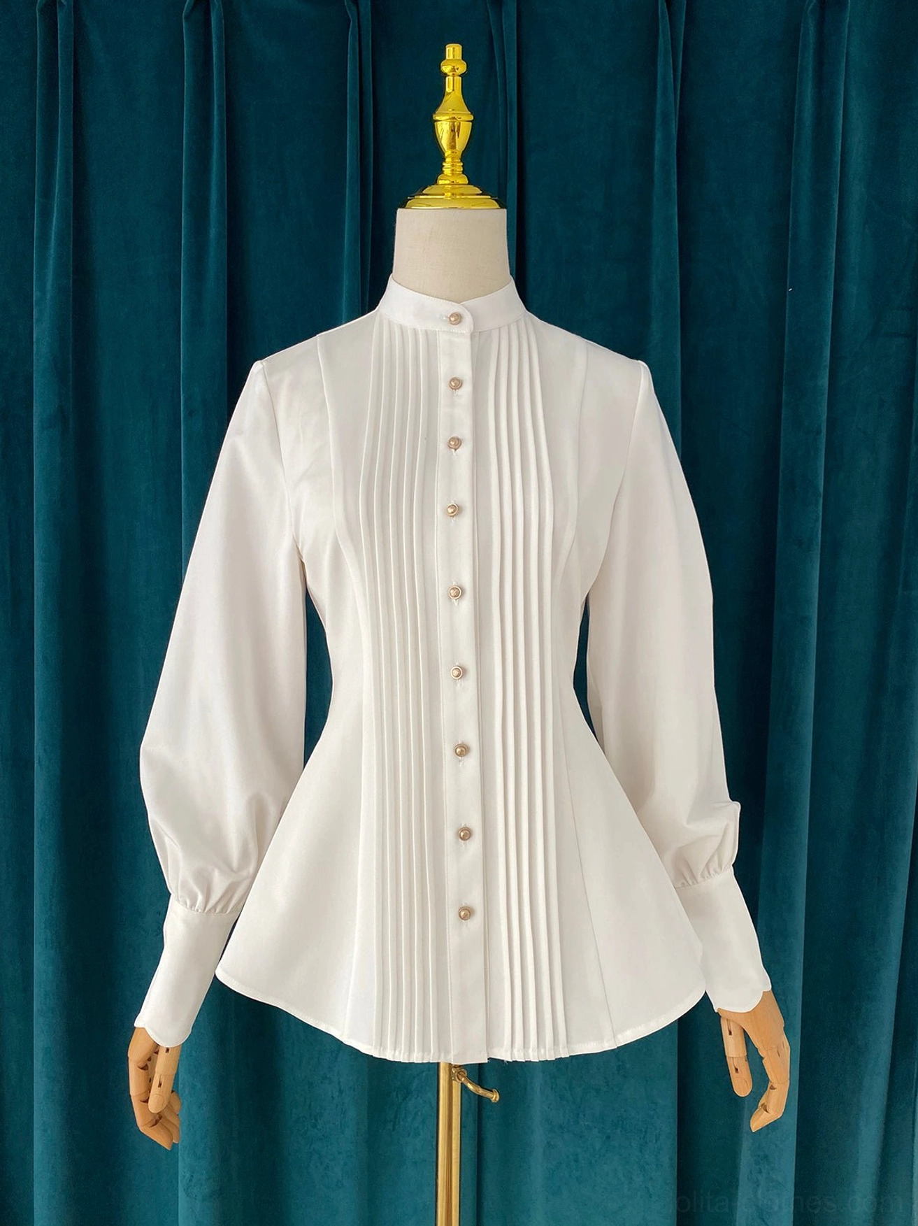 Mutton sleeve Lolita blouse back view fitted design elegant silhouette dress mannequin professional rear angle