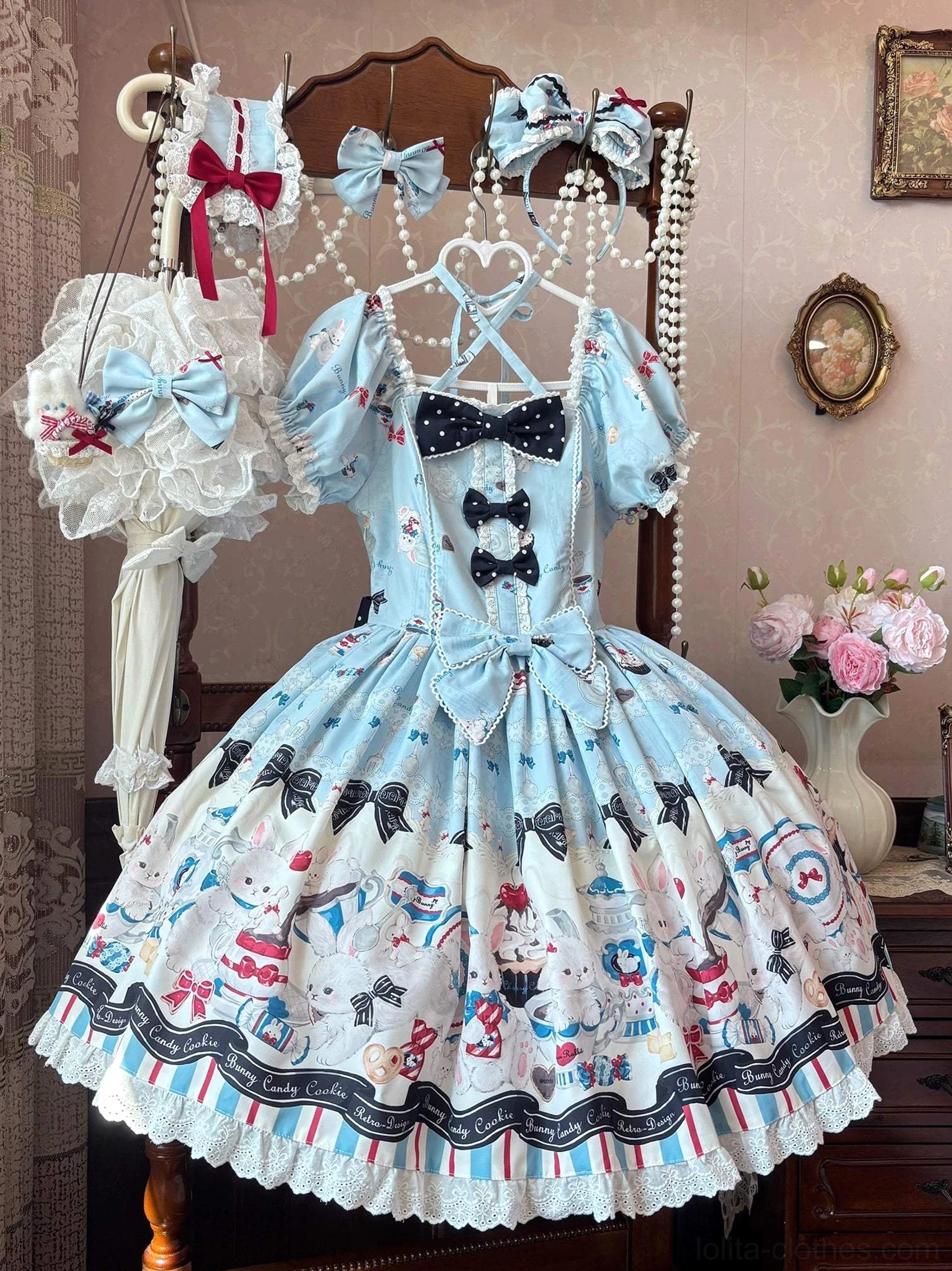 Myth Rabbit Tea Party dress set professional model shoot full coordinate display styling