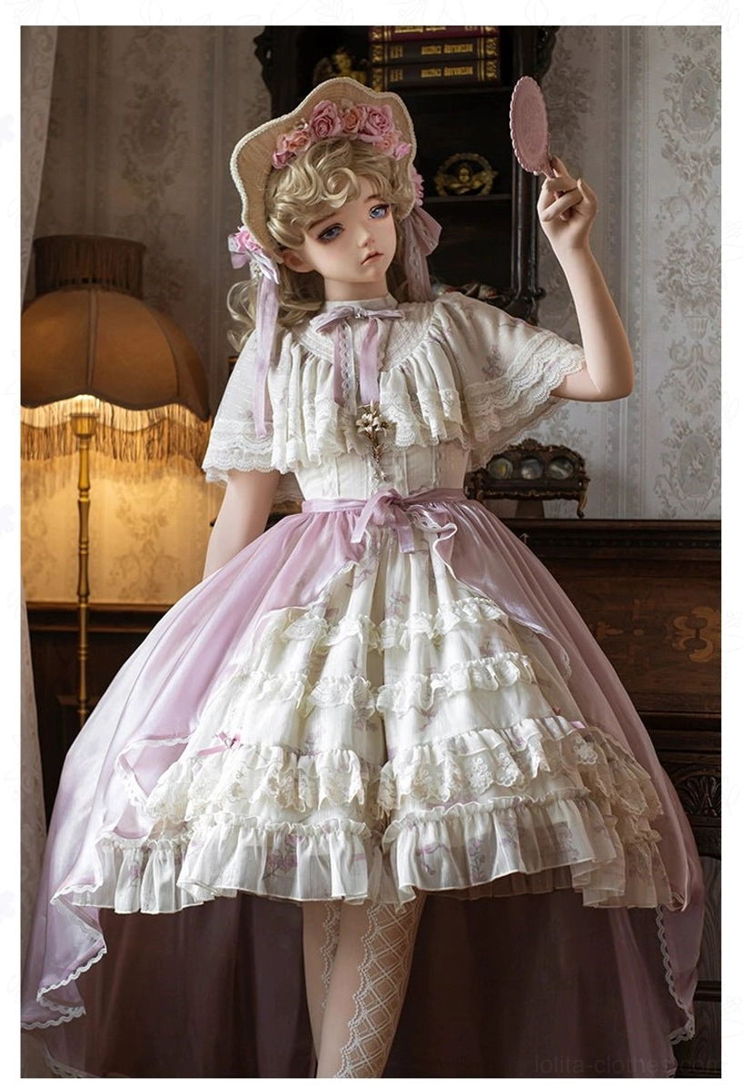 Classic lolita OP dress detachable pink skirt overlay alternative styling option color transformation versatile coordinate