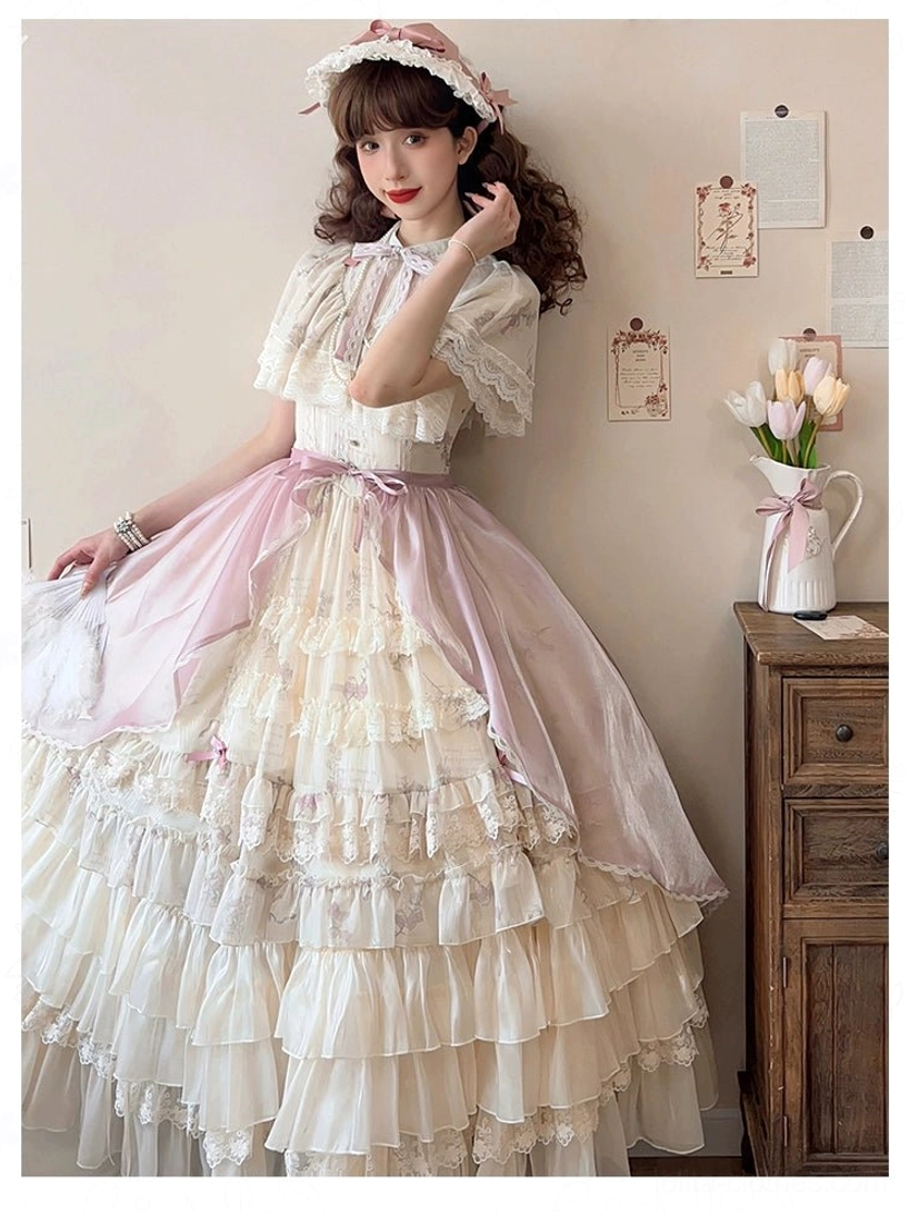 Classic lolita OP dress collar detail Edwardian stand collar high neckline structured construction craftsmanship detail