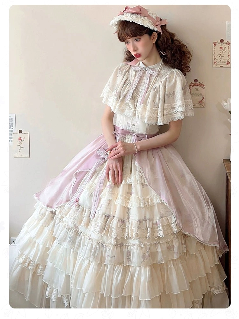 Classic lolita OP dress fabric swatch silver chiffon faille satin 4-way stretch material composition quality textile