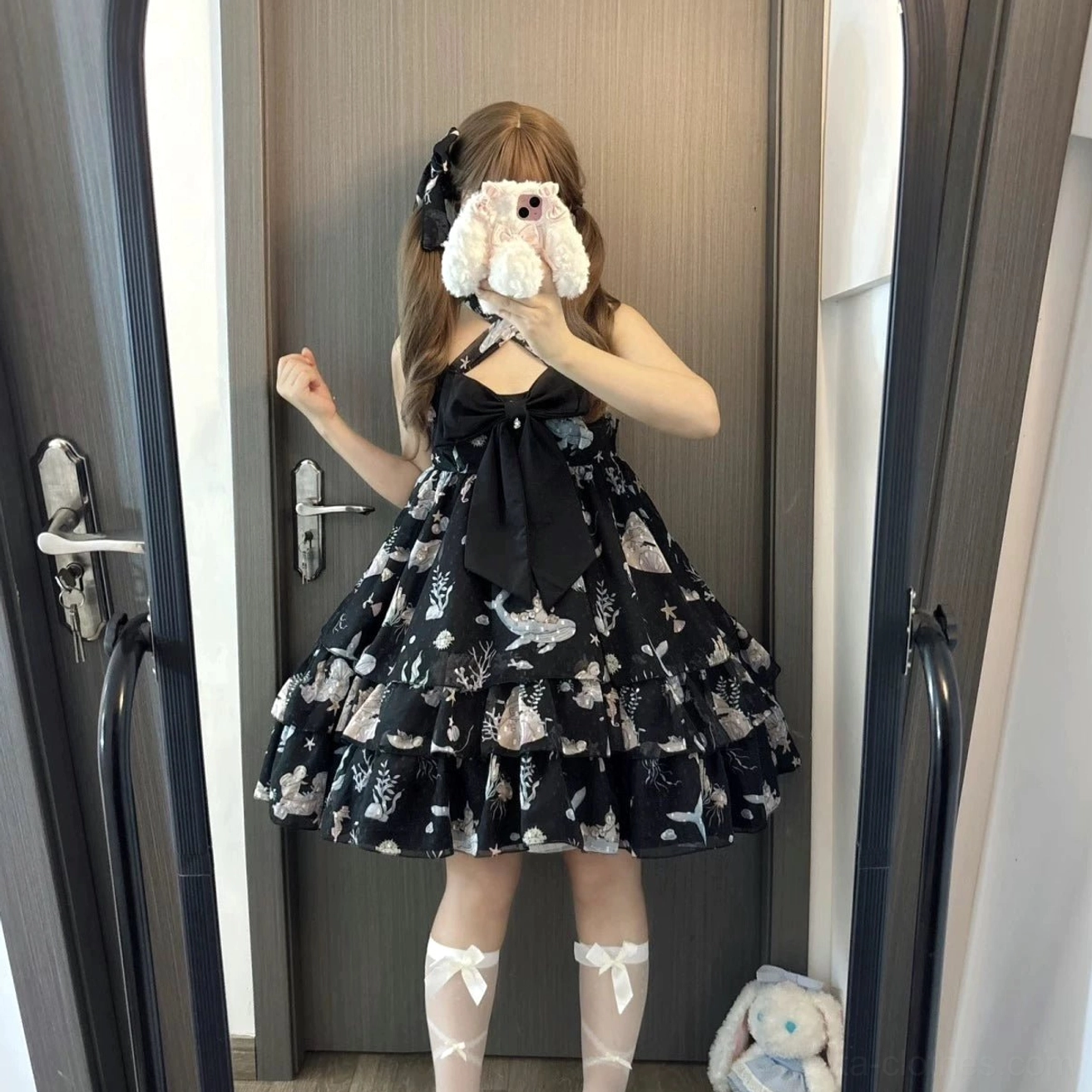 Navy blue ocean sweetheart sweet lolita jsk dress size comparison styling variations color option