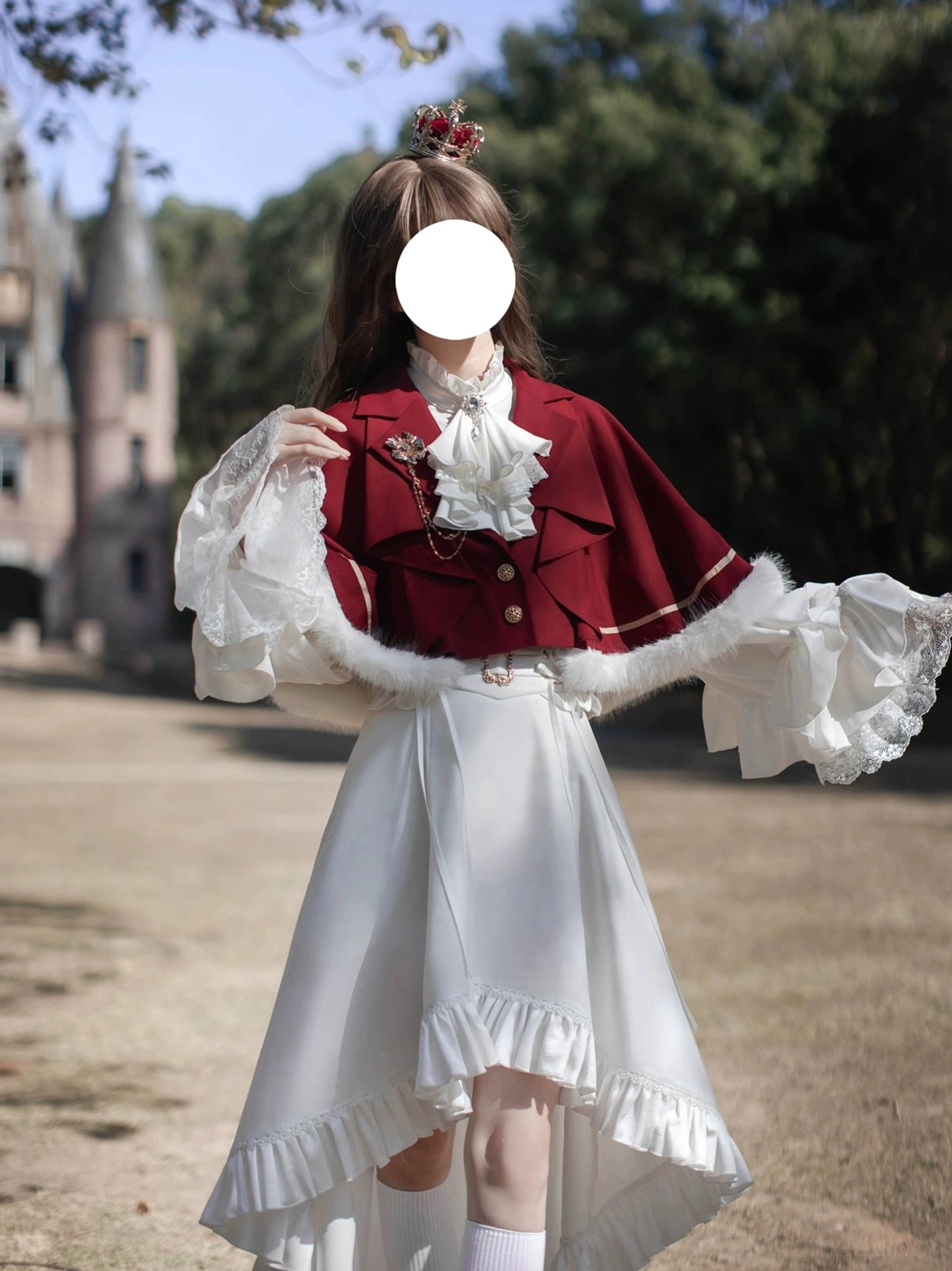 Ouji Lolita ensemble detail fabric texture satin british twill stretch roma knit material quality close-up