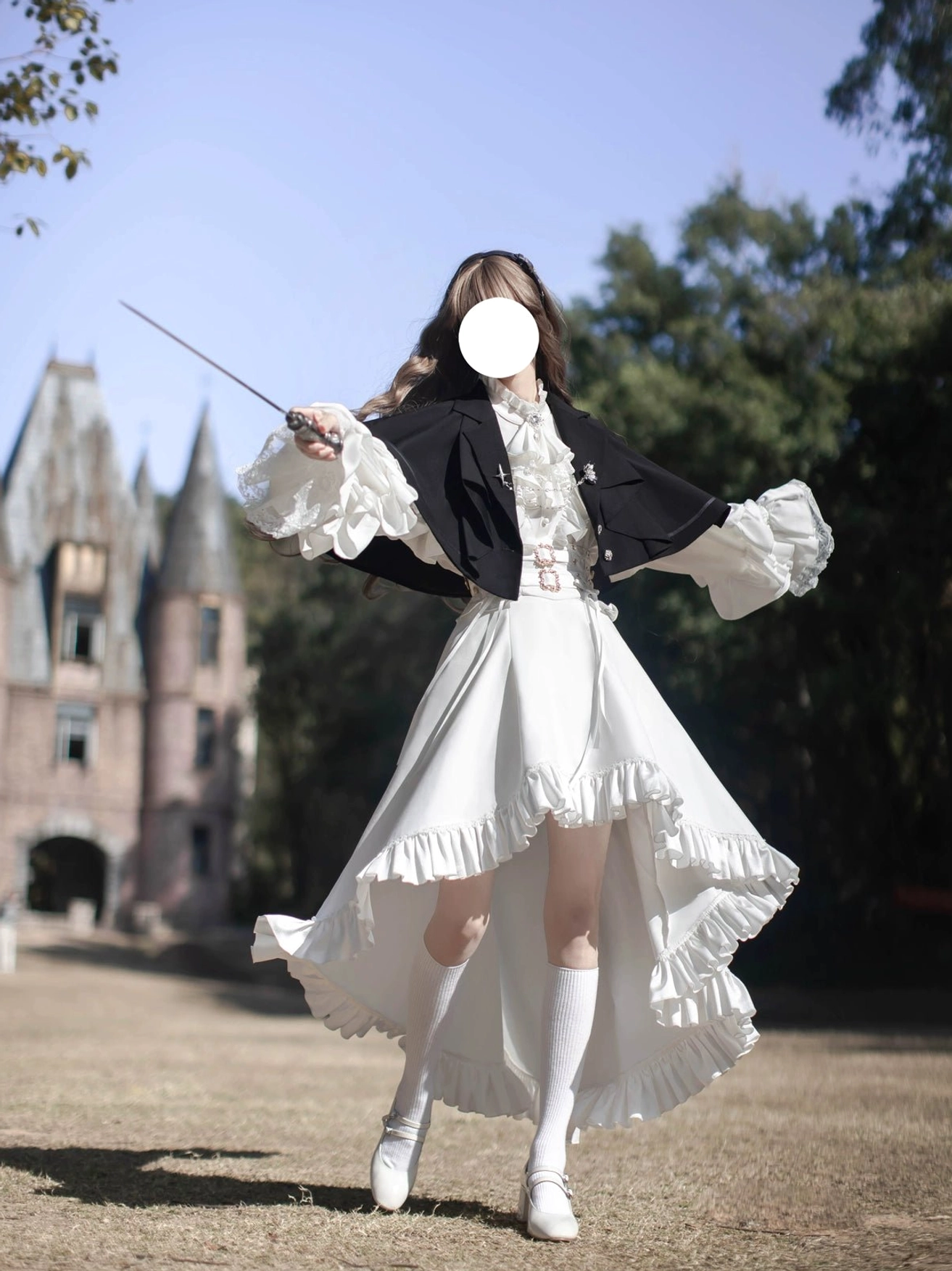 Ouji Lolita ensemble styling detail ruffled shirt cuff princess sleeve layered ruffle design fashion photography