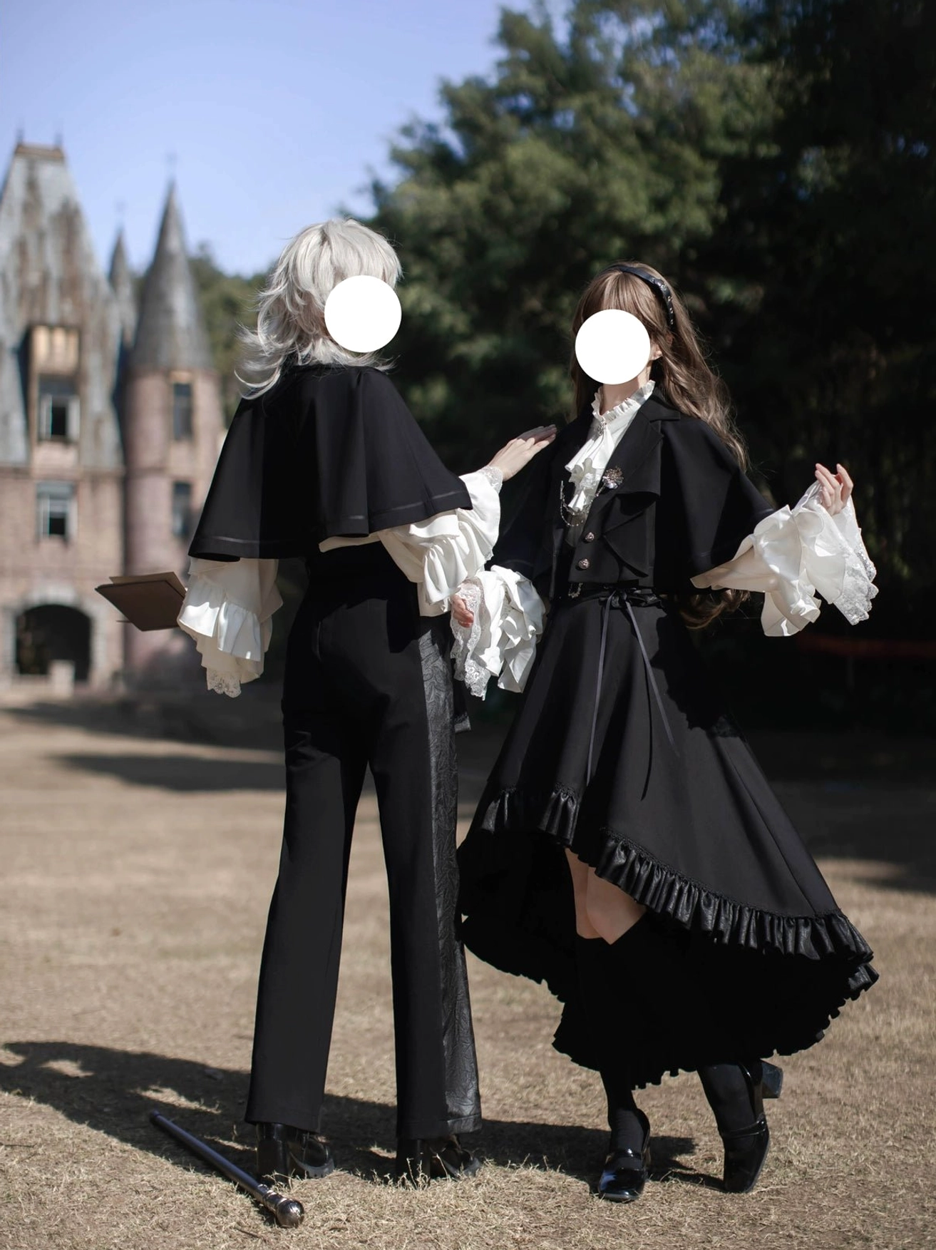 Ouji Lolita skirt back shirring lace-up zipper design back waist ruching functional closure detail view