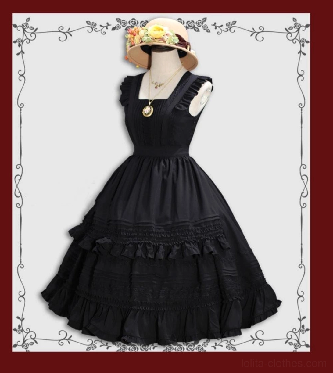 Black Lolita apron accessory for Nocturne Reminiscence JSK dress overlay versatile styling piece