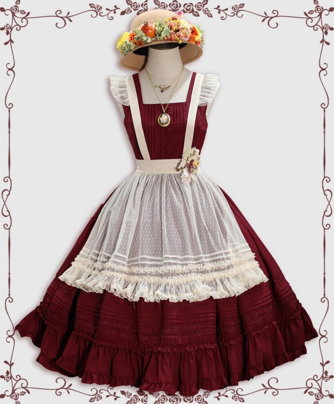 Nocturne Reminiscence Lolita JSK dress back view showing single-layer construction side zipper placement