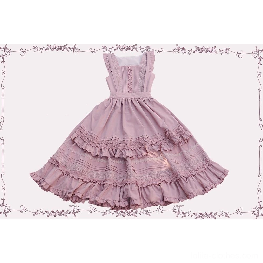 Classic Lolita JSK dress with side zipper closure and detachable waist tie bow design element detail view