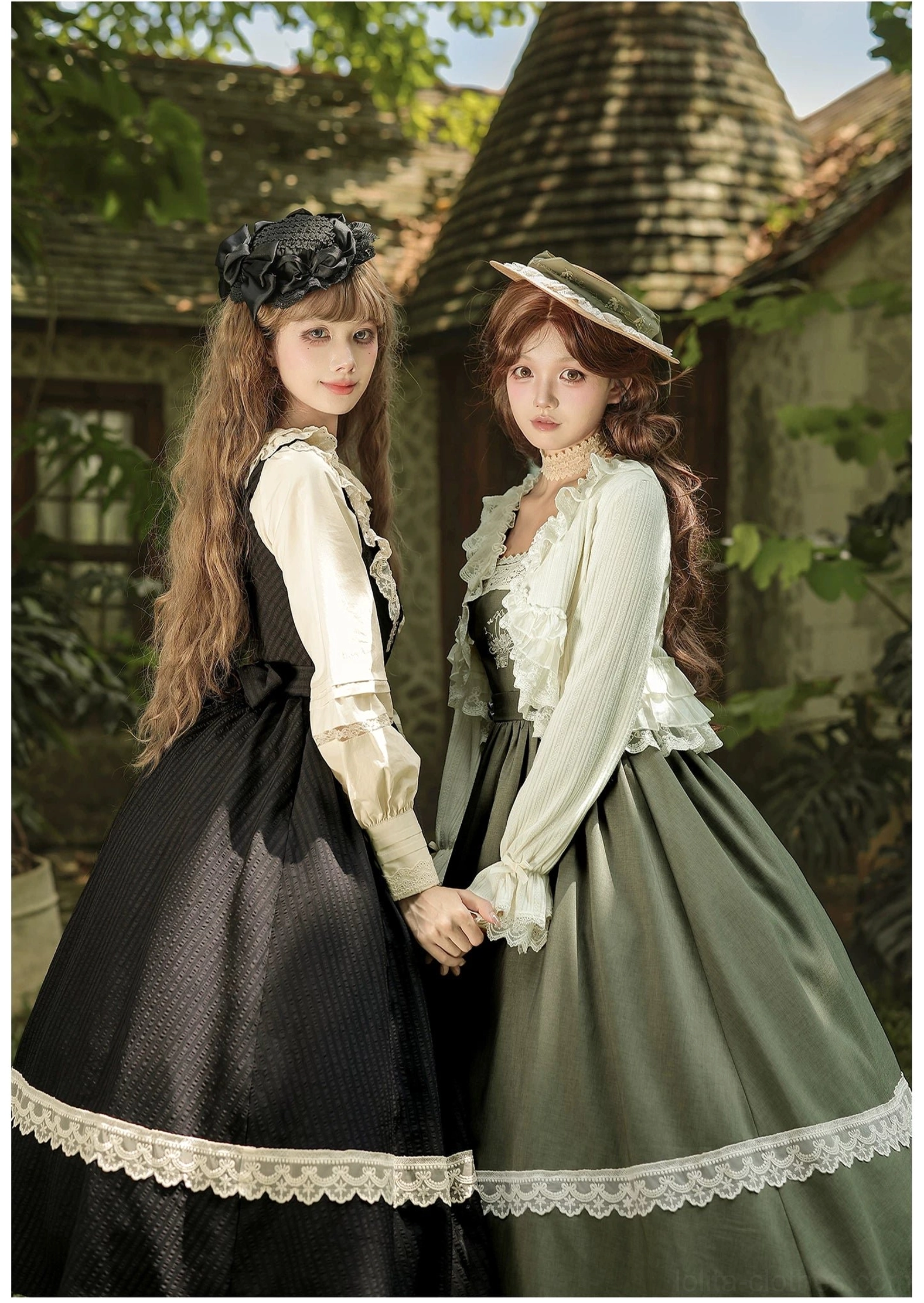 Black lolita JSK fabric detail showing two-tone fine stripe textile construction with lightweight breathable weave ideal for warm weather wear