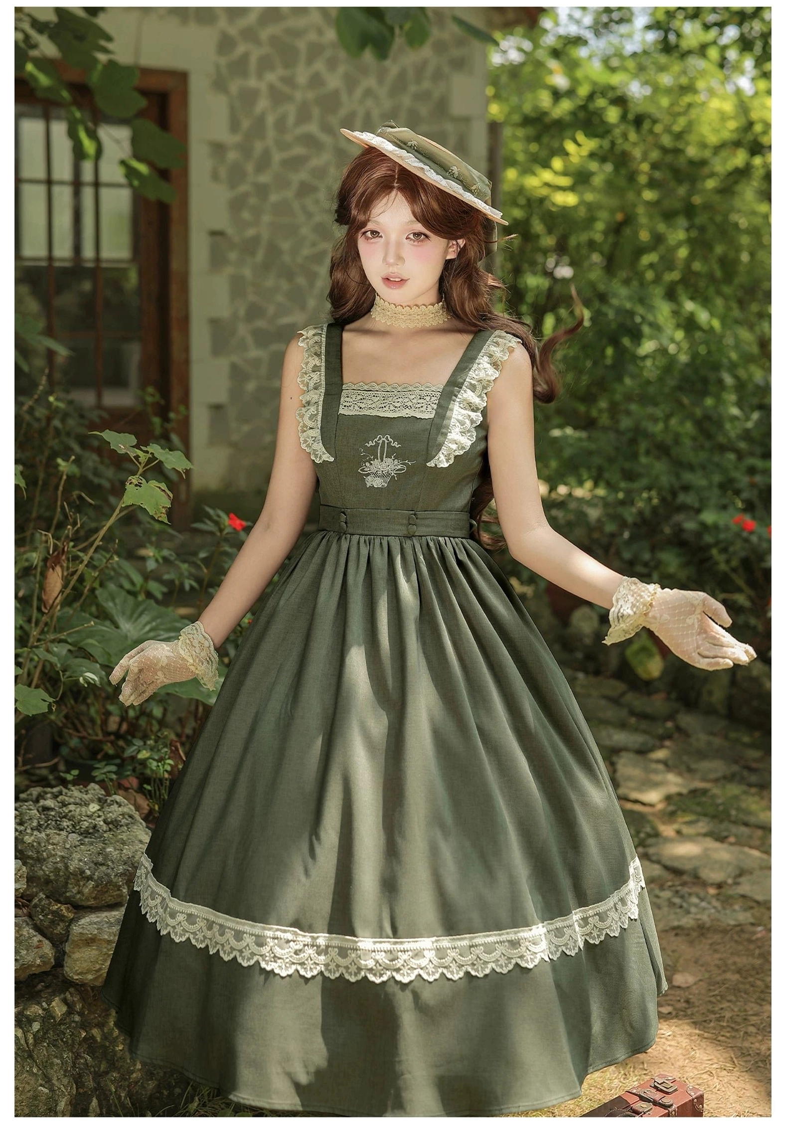 Cardigan coordination showcase for oak in the wind lolita ensemble demonstrating flower-shaped button closures and versatile layering possibilities