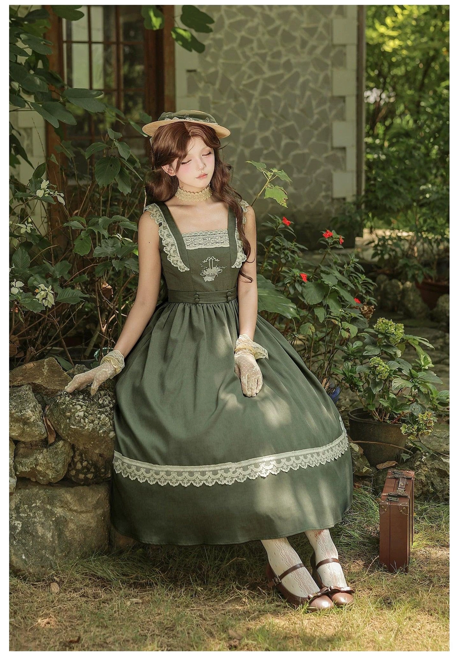 Care and maintenance guide for classic lolita dress showing proper washing, drying, storage instructions to preserve oak in the wind ensemble quality
