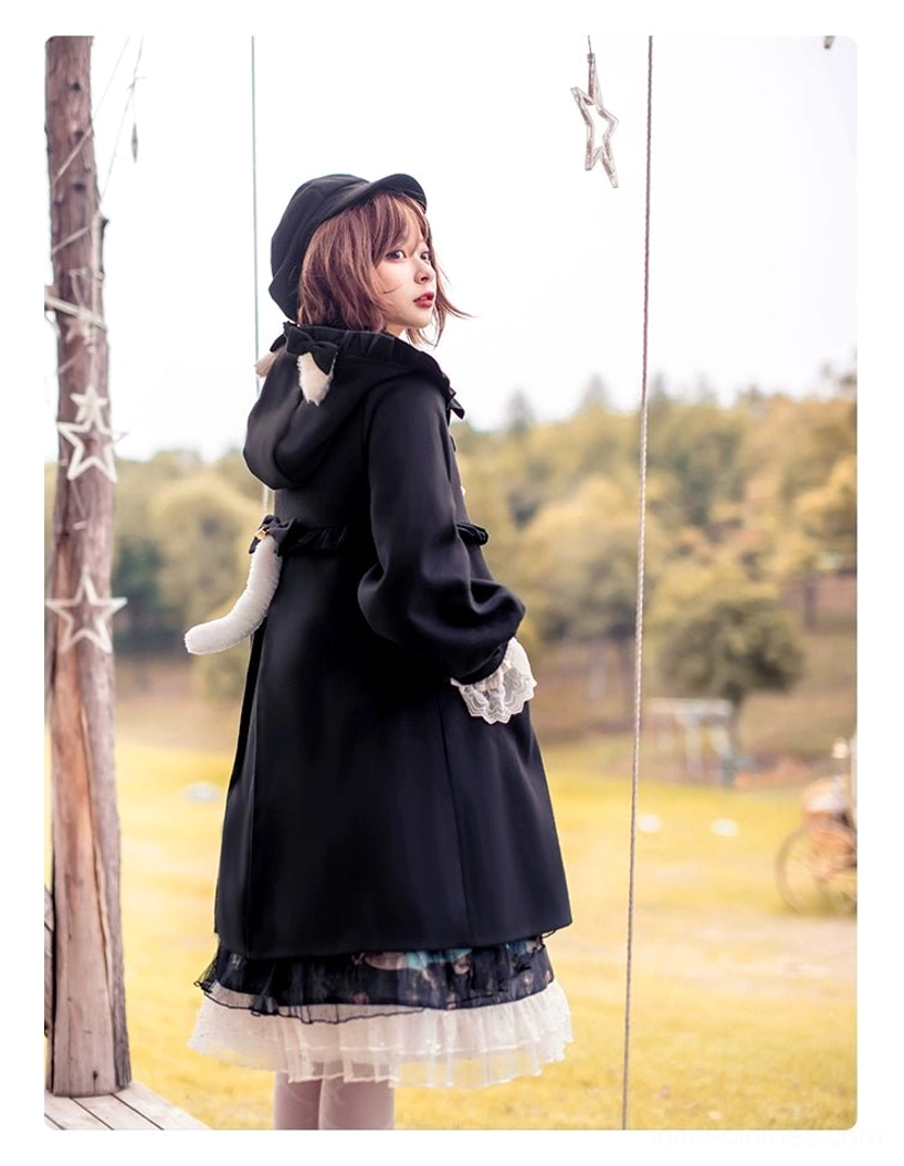 Off white cream lolita winter coat ethereal romantic styling pastel JSK lavender soft aesthetic sweet lolita