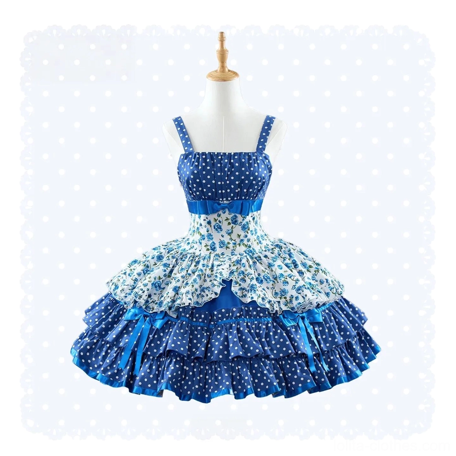 Old school Lolita JSK dress worn with vintage coordinate accessories including hair bows, socks, Mary Jane shoes, and small structured handbag on model in vintage-themed setting