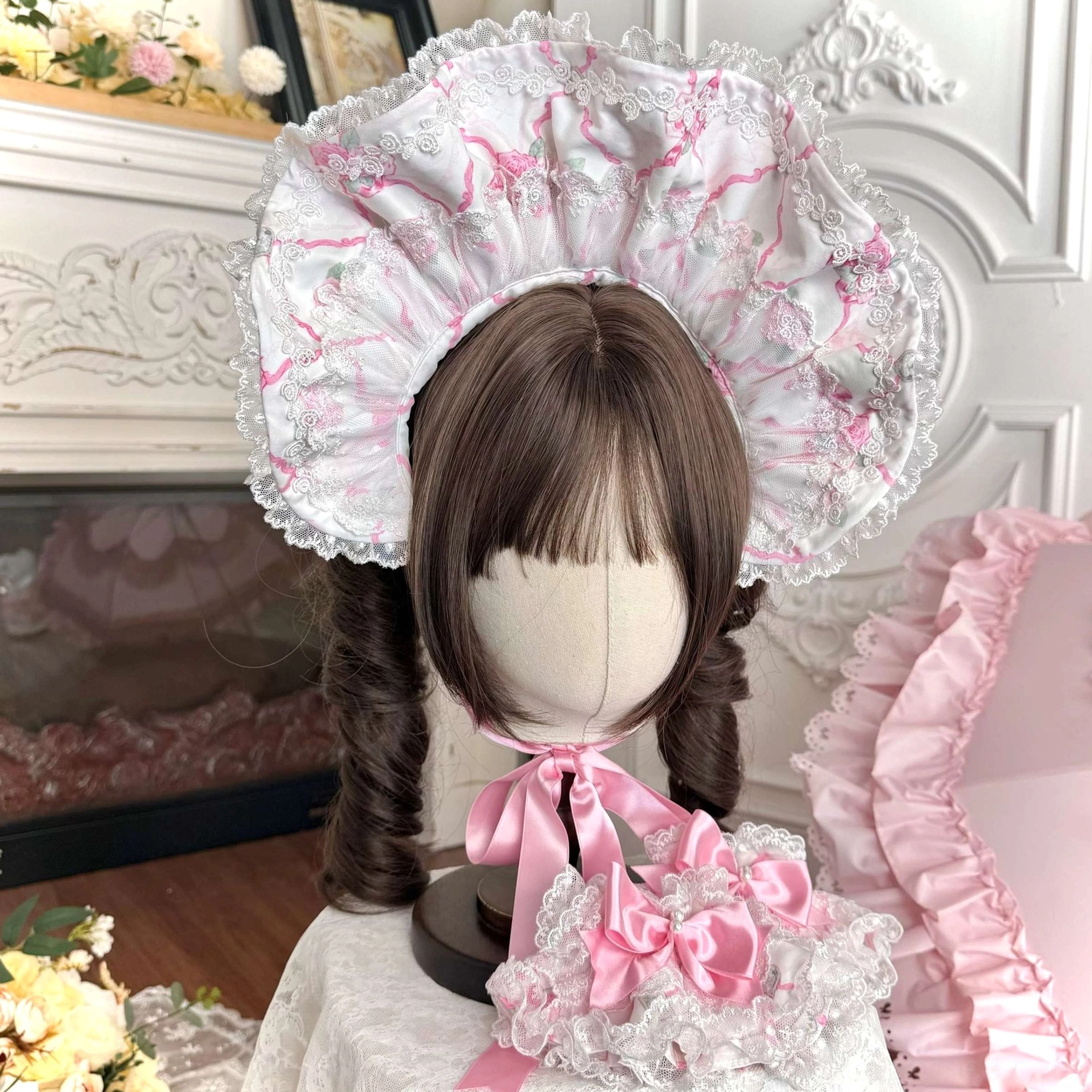 Hair accessory clip for old school lolita sweet coordinate featuring delicate design and refined finishing, complementing rose garden jsk dress and bonnet ensemble styling