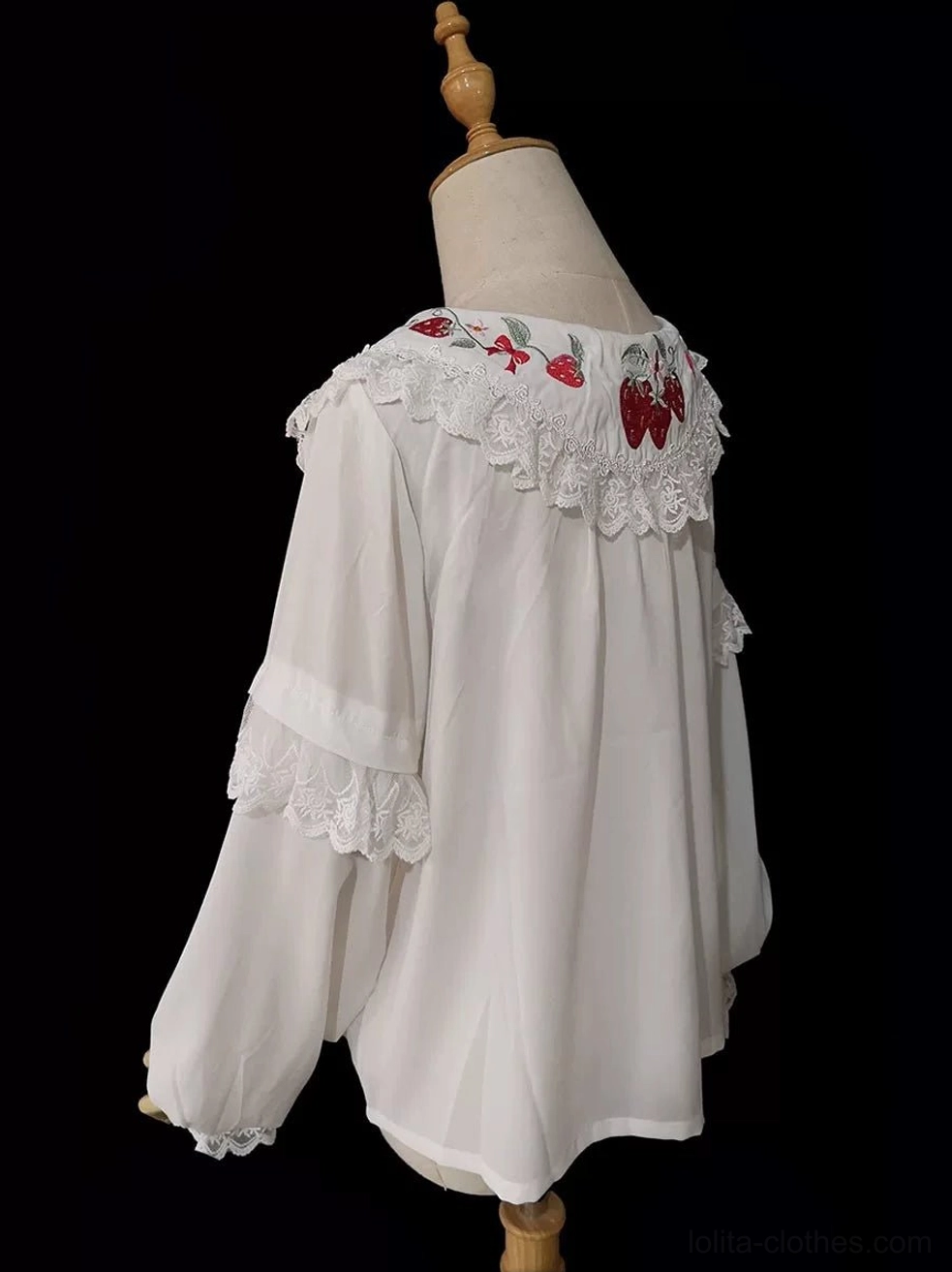 Red and black color variant of old school lolita OP dress showing gothic sophistication with vintage undertones and complete styling presentation