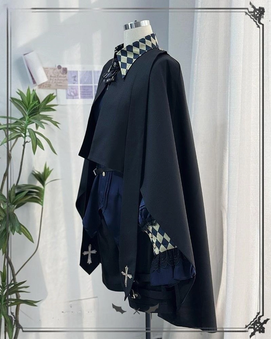 Ouji lolita accessory wool hat side profile view formal prince style headwear