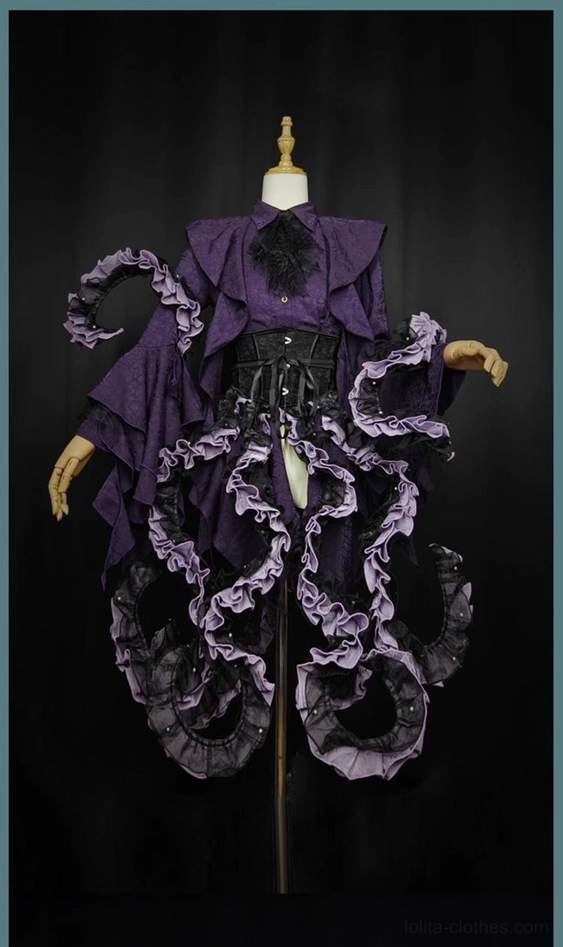 Emerald green and royal blue Ouji Lolita asymmetrical shirt styling showcase featuring detailed sleeve construction, irregular hemline variations, and multiple color options for prince fashion coordination