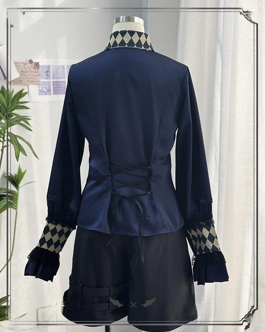 Ouji lolita black cape back view flowing fabric cross embroidery detail design