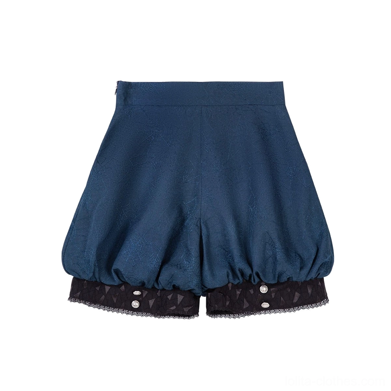 Ouji lolita bloomer shorts standalone detail fit elastic waist side zipper styled with coat dress ensemble