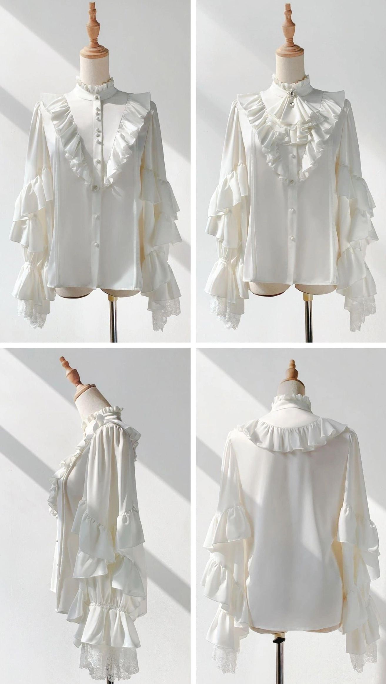 Ouji Lolita princess sleeve blouse and high-waist pants paired coordination styling suggestion