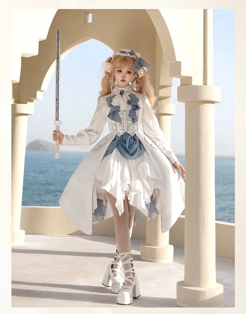 Ouji Lolita outfit complete three-piece coordination white vest blouse shorts ready-to-wear set