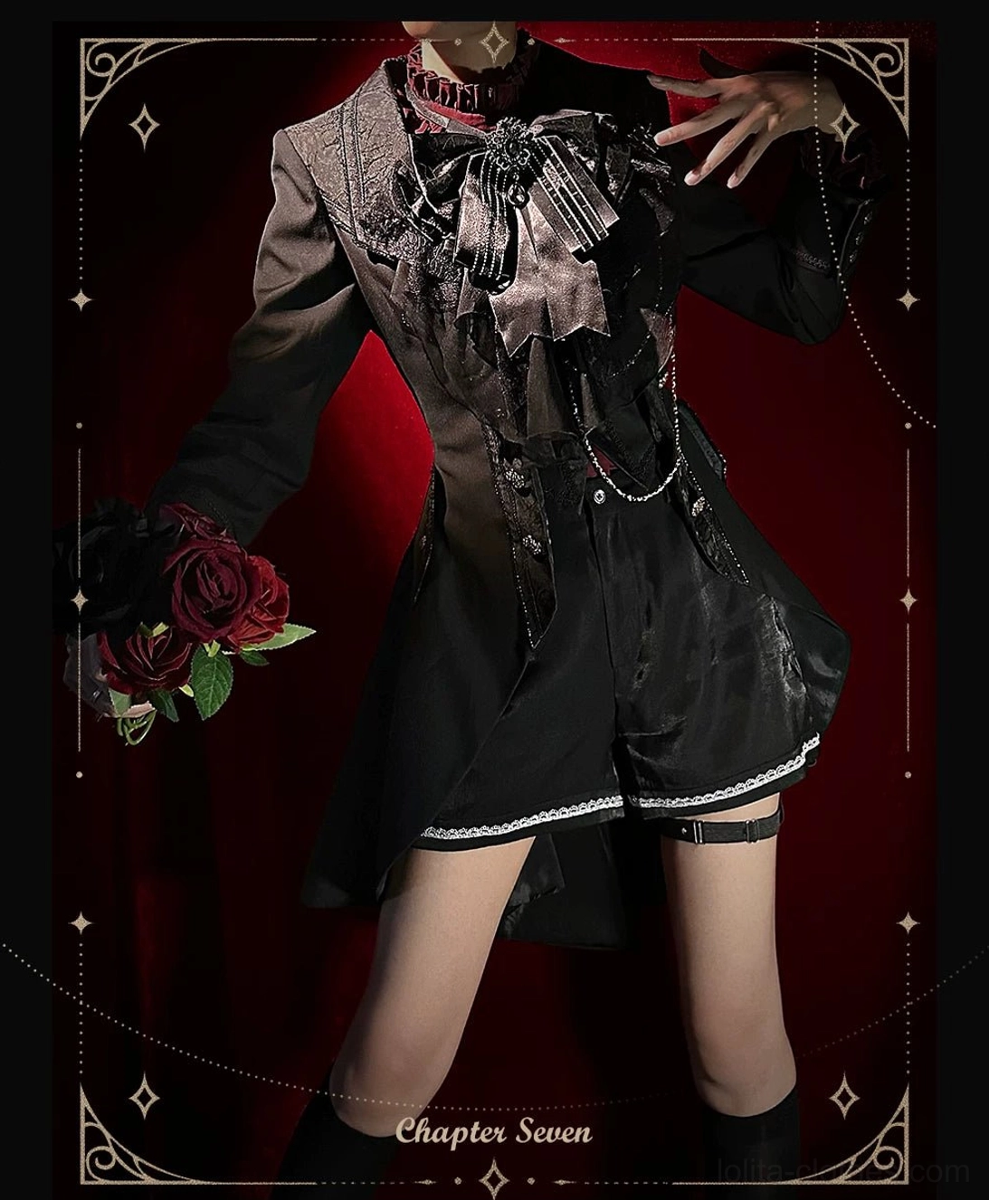 Ouji Lolita coordinated shorts front view front zipper closure elasticized sides comfortable fit length proportion