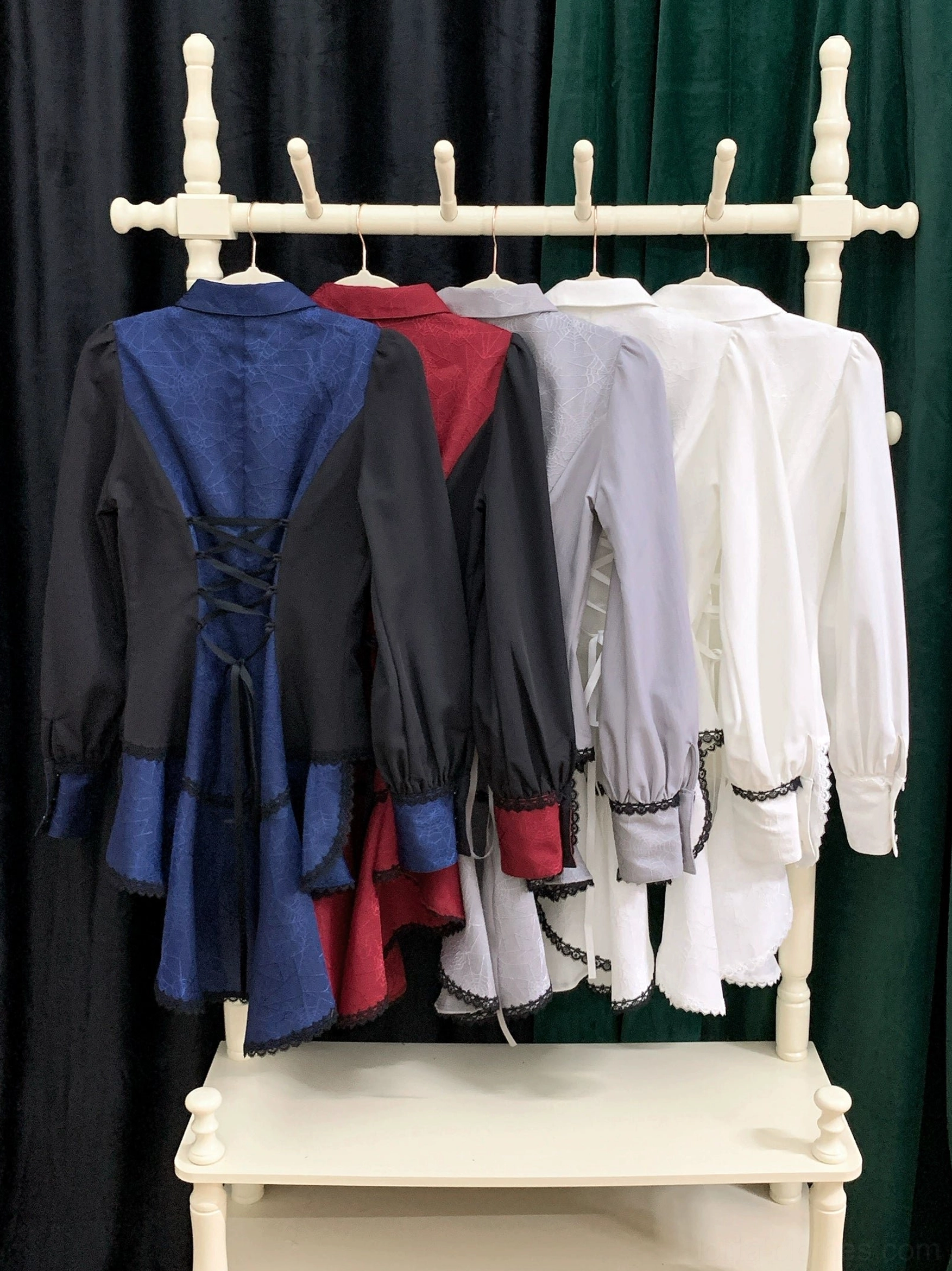 Gothic Ouji lolita spiderweb shirt quality craftsmanship detail showing precise seaming lace alignment and construction excellence