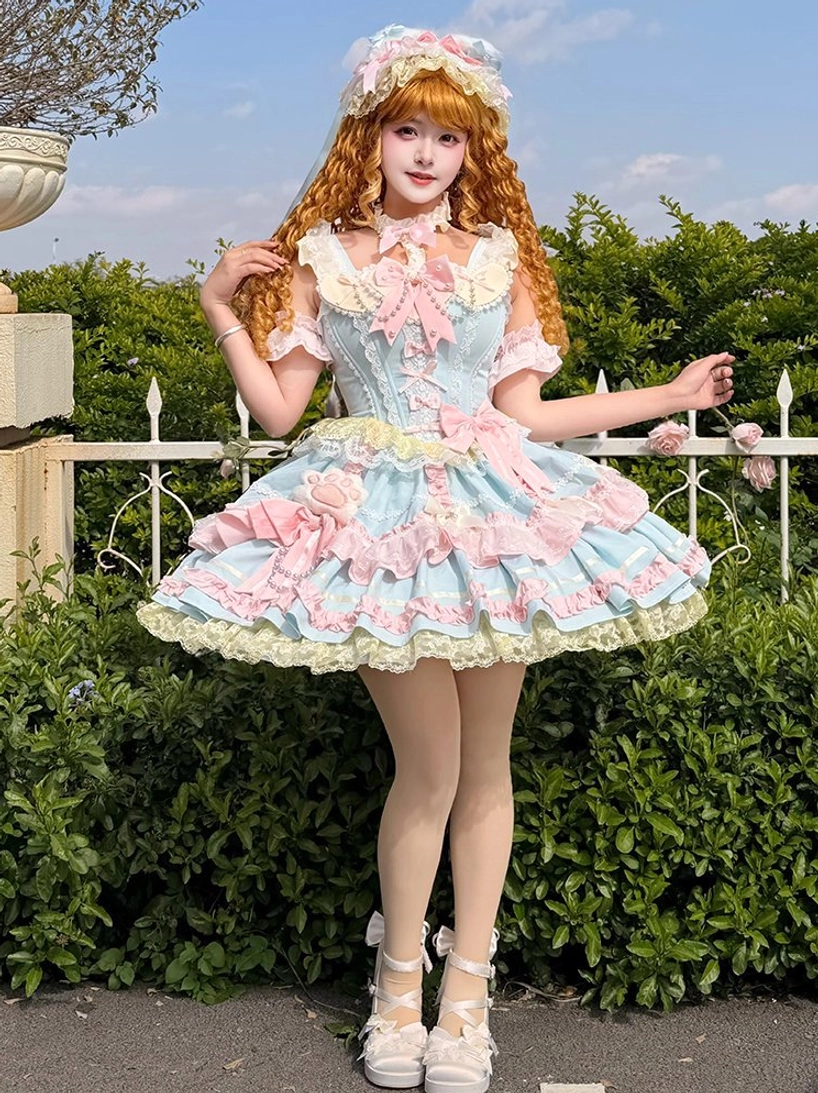 Pastel sweet lolita chunky platform heel shoes showcasing satin fabric finish and elegant refined aesthetic suitable for lolita fashion coordinates