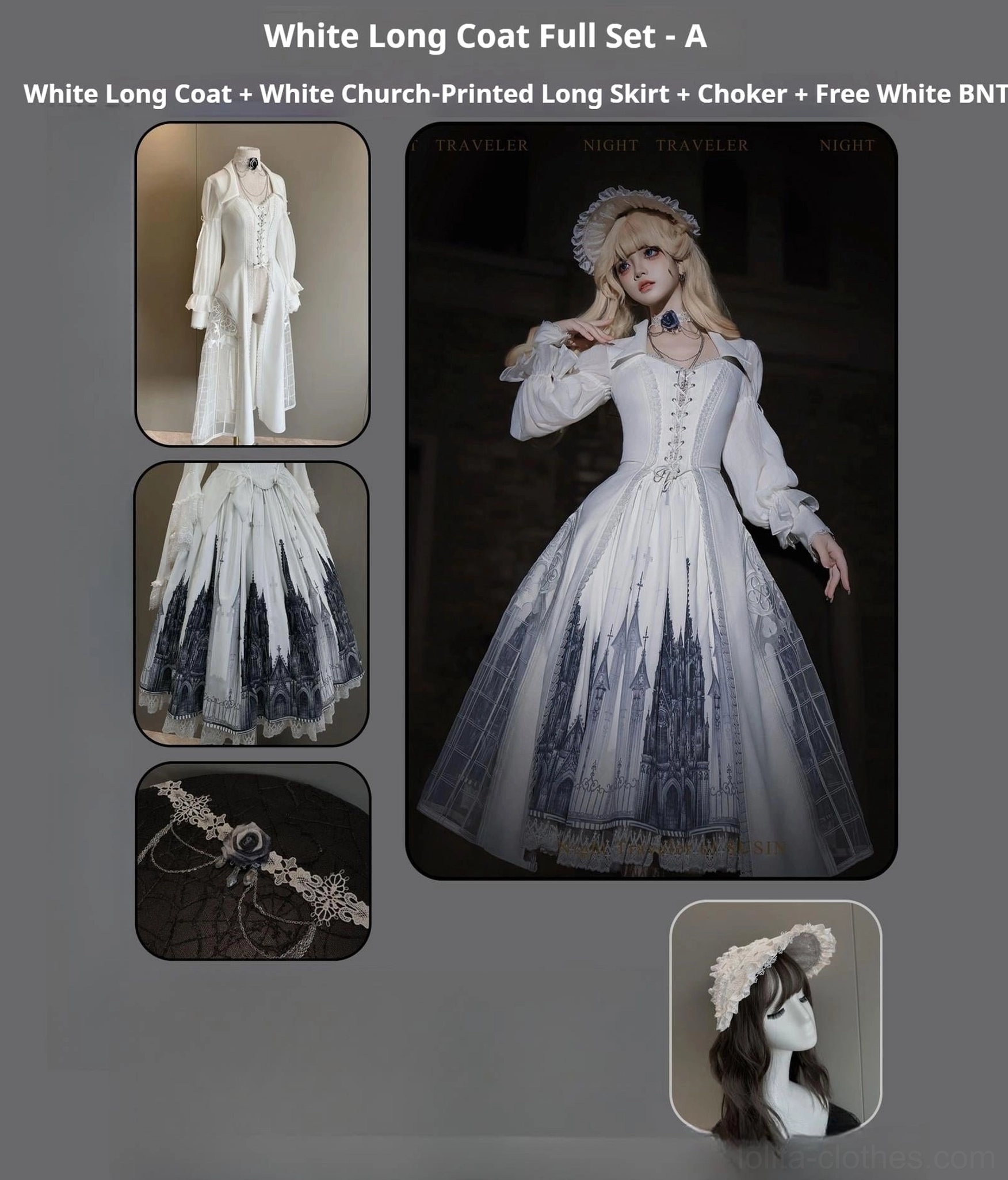 Patchwork embroidered gothic lolita skirt window design intricate embroidery architectural showcase
