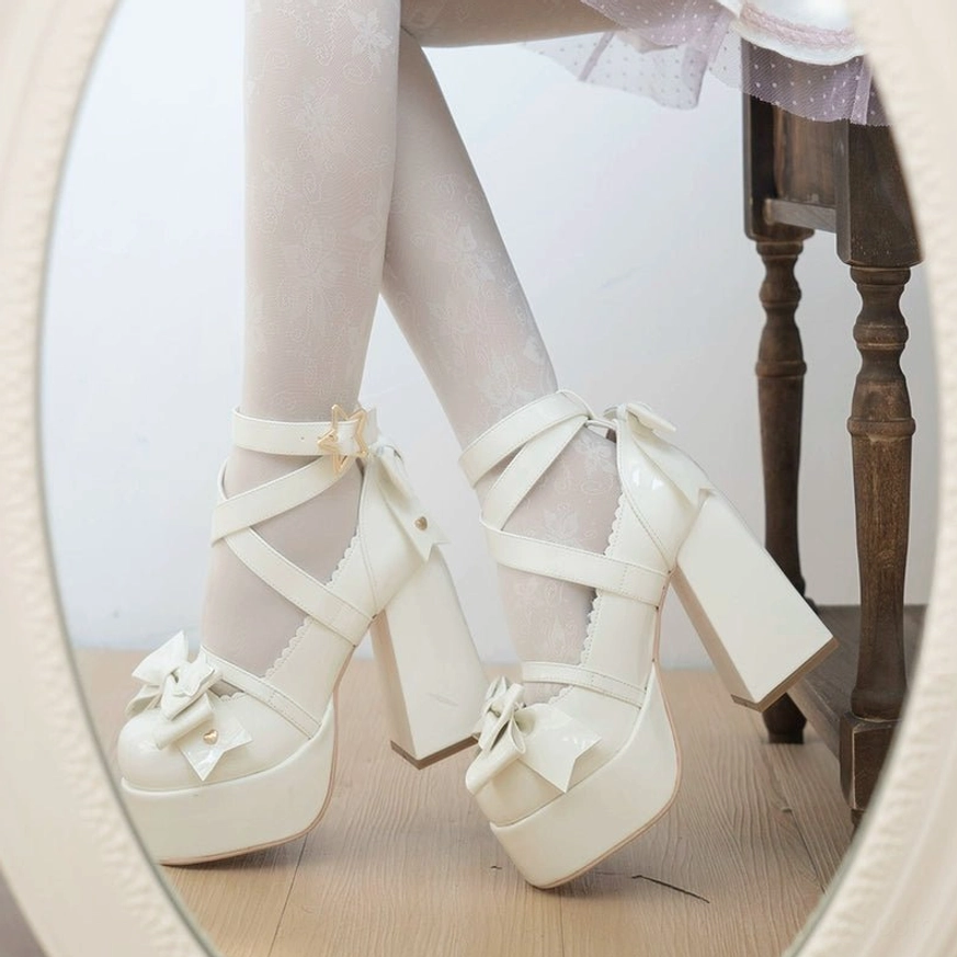 Patent leather glossy shine durable lustrous appearance lolita heels premium construction quality