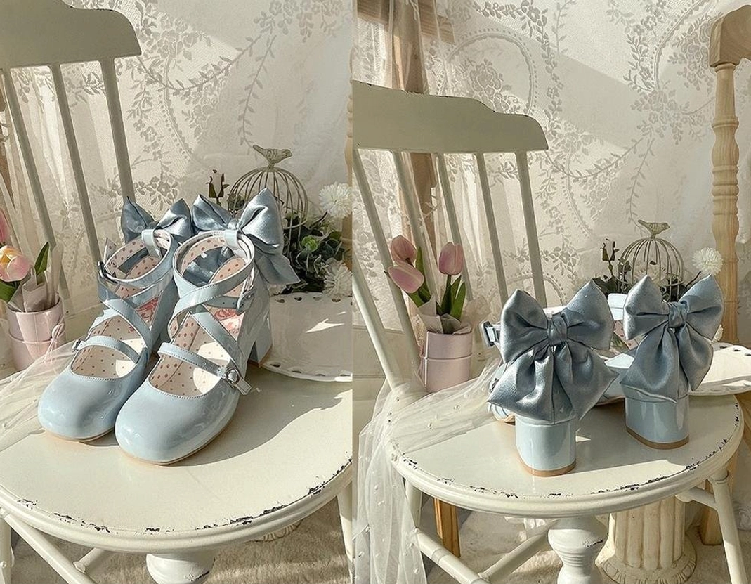 Patent leather lolita heel shoes surface texture glossy finish close-up high quality material
