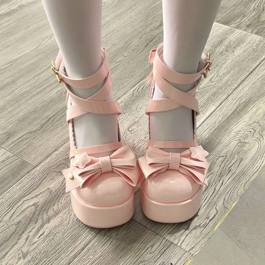 Patent leather Mary Jane kawaii lolita aesthetic round toe summer heels block comfortable stable
