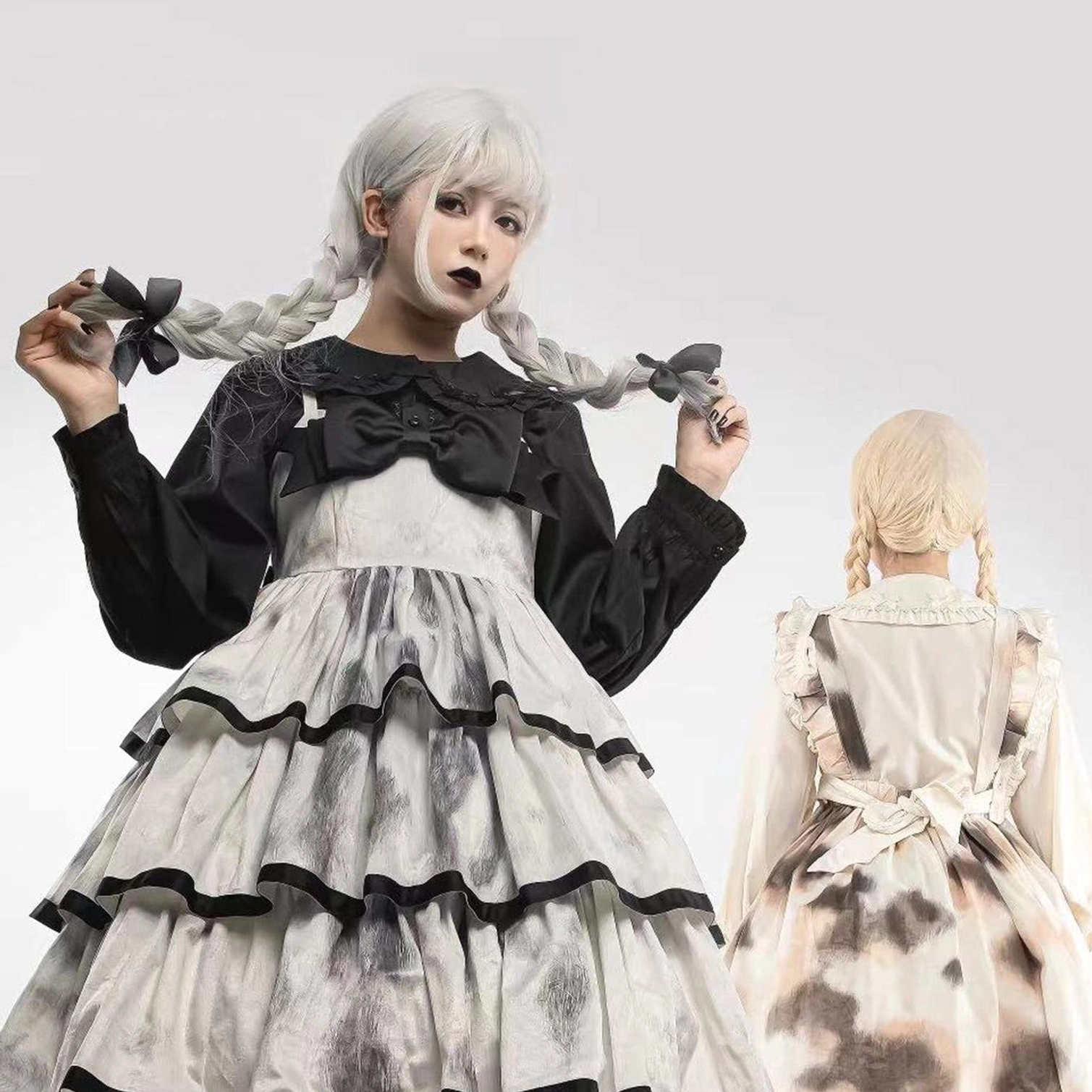 Peter pan collar lolita blouse pink pastel sweet lolita style ruffles cuffs delicate hem front bow accent