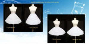 petticoat 48cm organza soft yarn layering comparison four styles fluffiness demonstration blue board