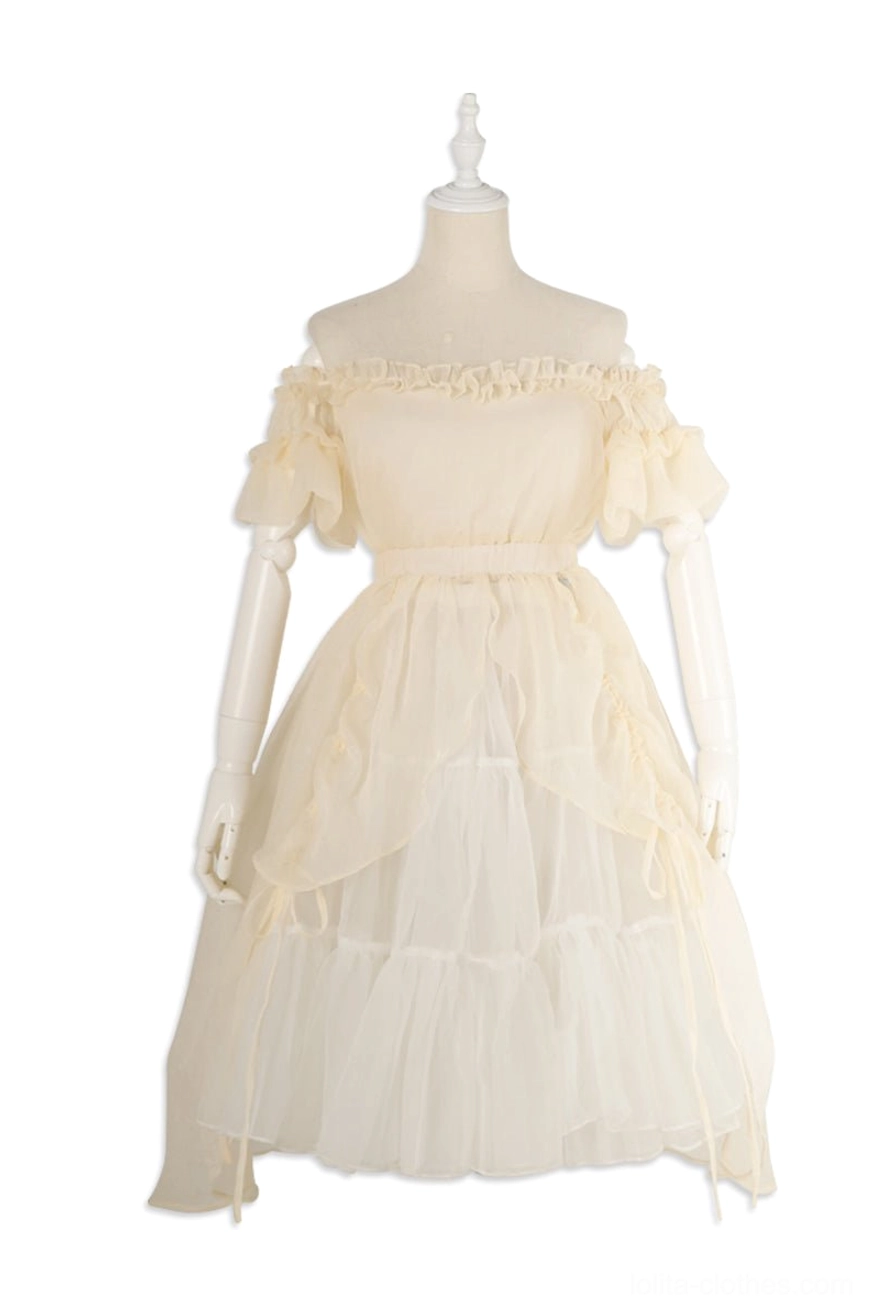 Pine forest lolita beige inner dress underskirt component single piece petticoat adjustment