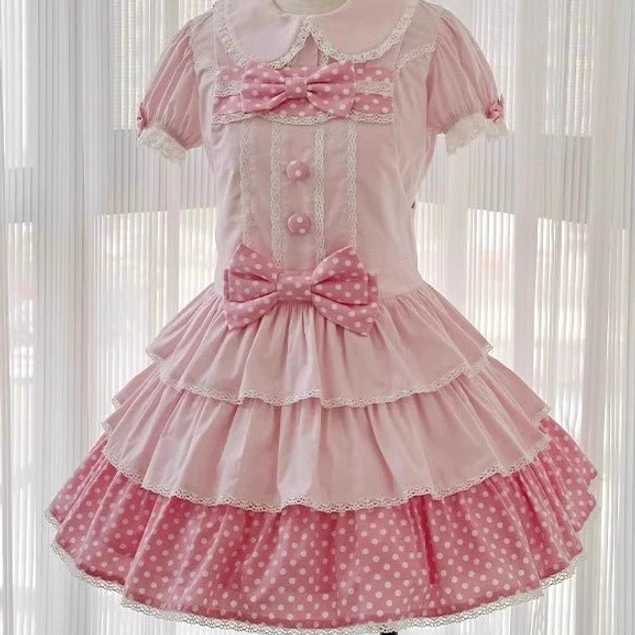 Pink kc headband with built-in wire adjustable bow sweet lolita fashion accessory style