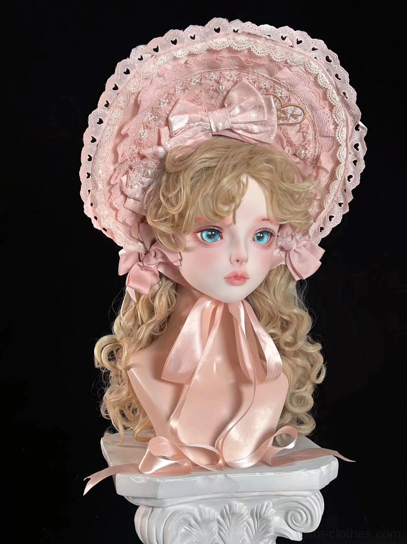 Pink lolita cape bonnet sweet lolita aesthetic pastel color romantic headpiece option