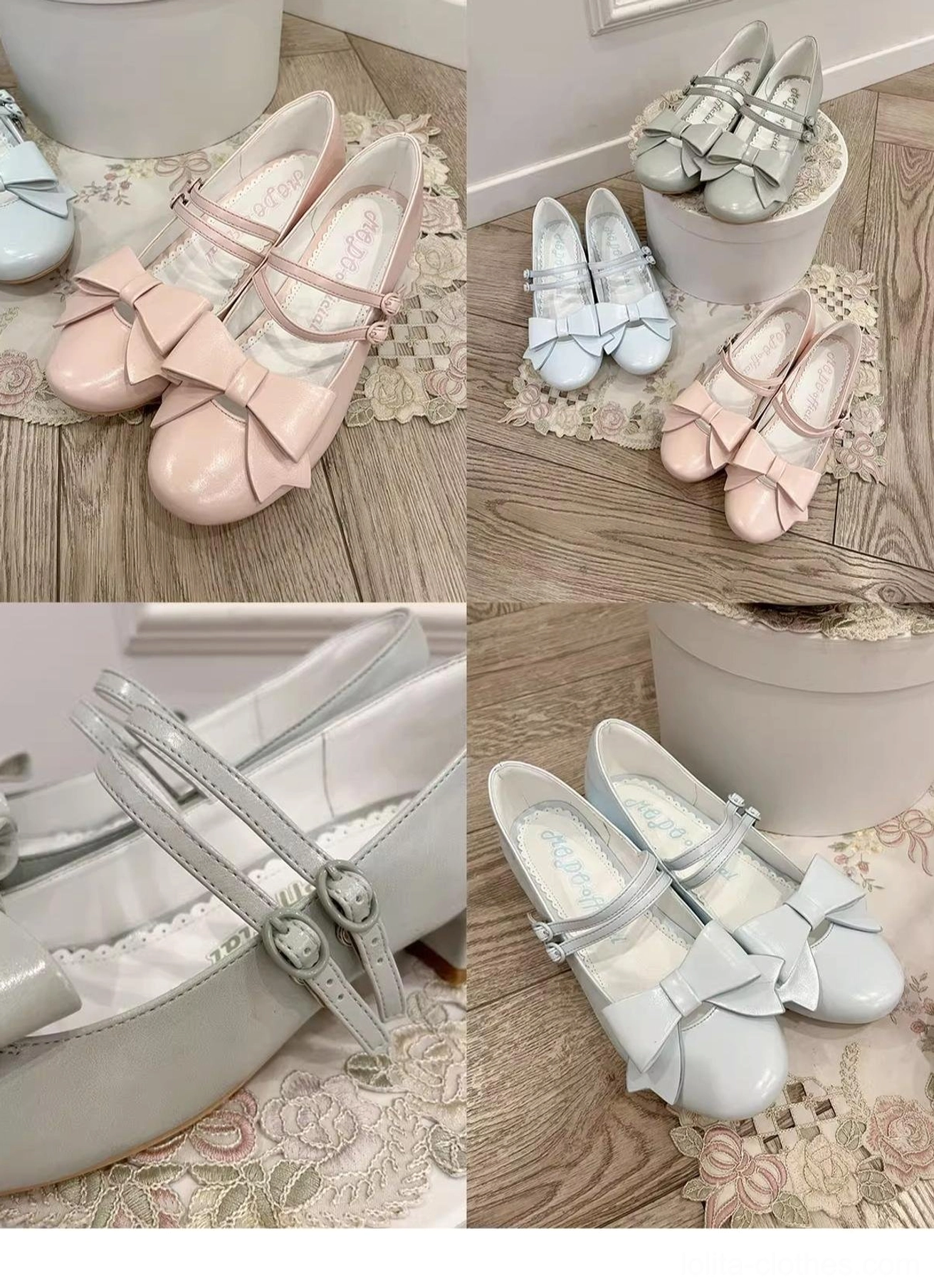 Pink Lolita Mary Jane shoes worn model feet styled with ruffled white socks and Lolita coordinate sweet aesthetic on-feet wearability demonstration