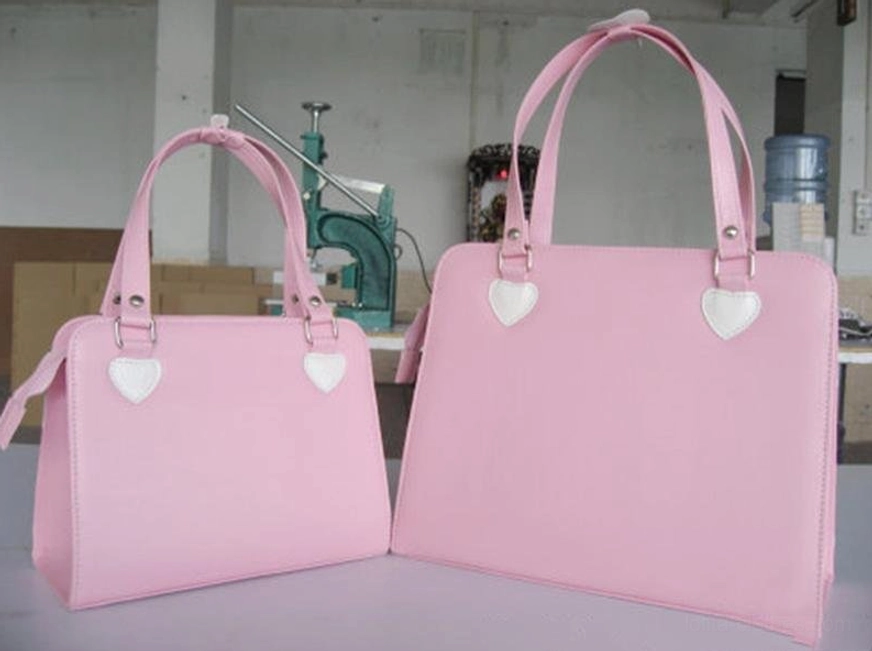 Solid pink minimalist lolita handbag pair with heart strap fixtures clean square silhouette