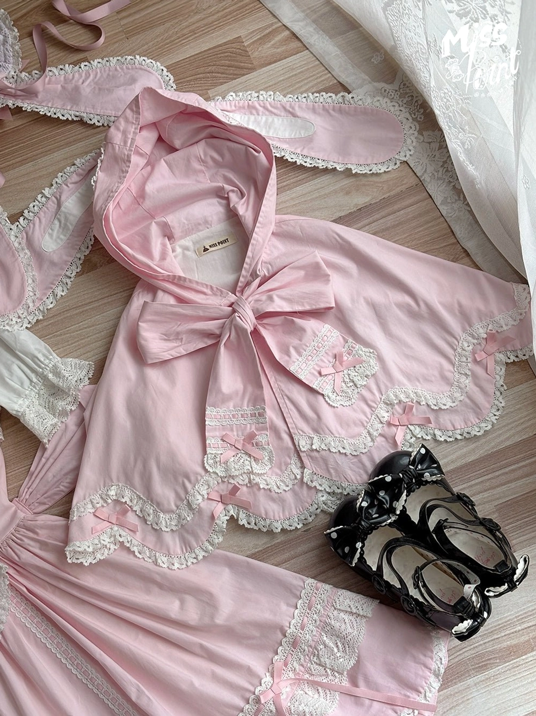 Pink petal rabbit ear kawaii lolita cape pure cotton care washing drying maintenance guide