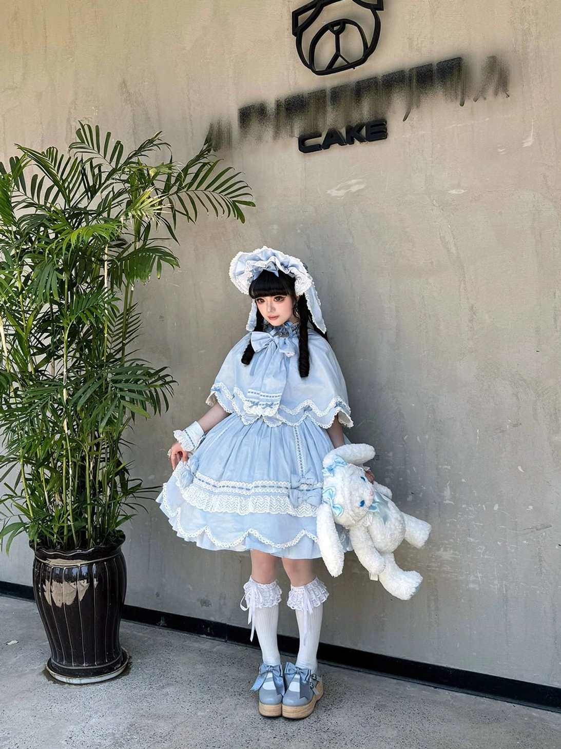 Pink rabbit ear lolita cape ribbon bow detail refined sweet aesthetic photo styling detail shot