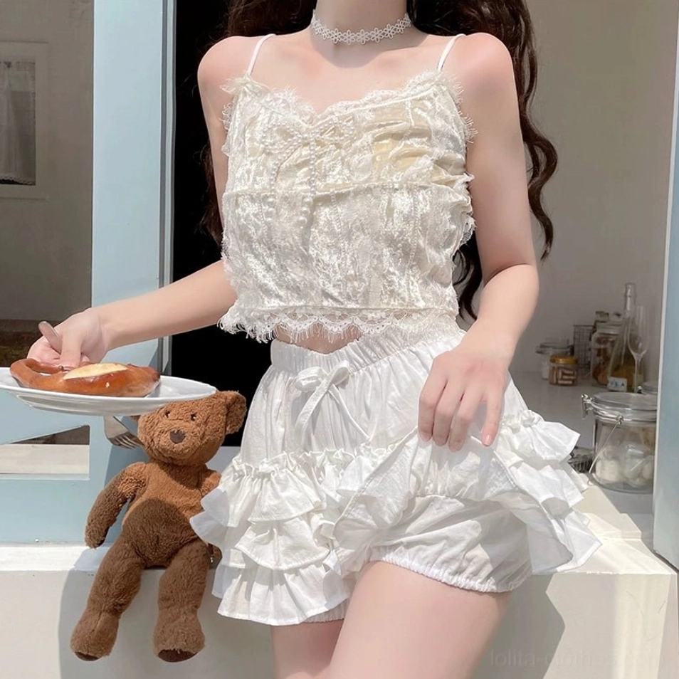 Pink ruffle safety bloomers summer lolita fashion lightweight breathable pure cotton ideal warm weather comfortable all-day wear