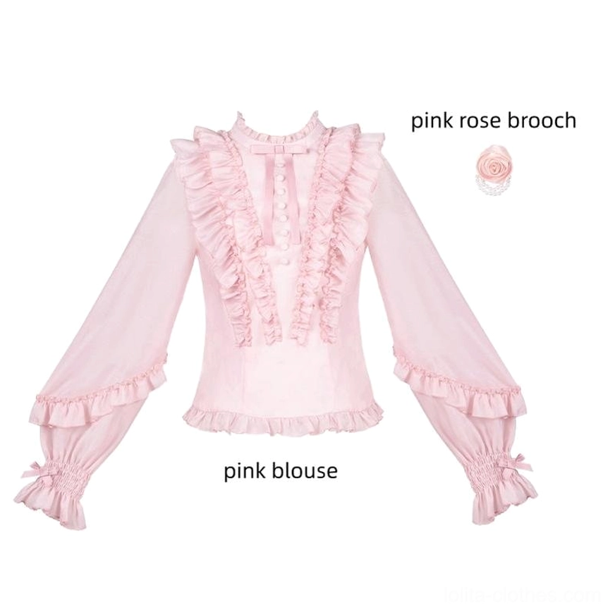 Pink ruffled blouse coordinating piece for Gothic Lolita mermaid corset skirt all sizes available