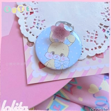 Pink shining star lolita ring in luminous pastel pink with sparkling finish perfect for lolita accessories