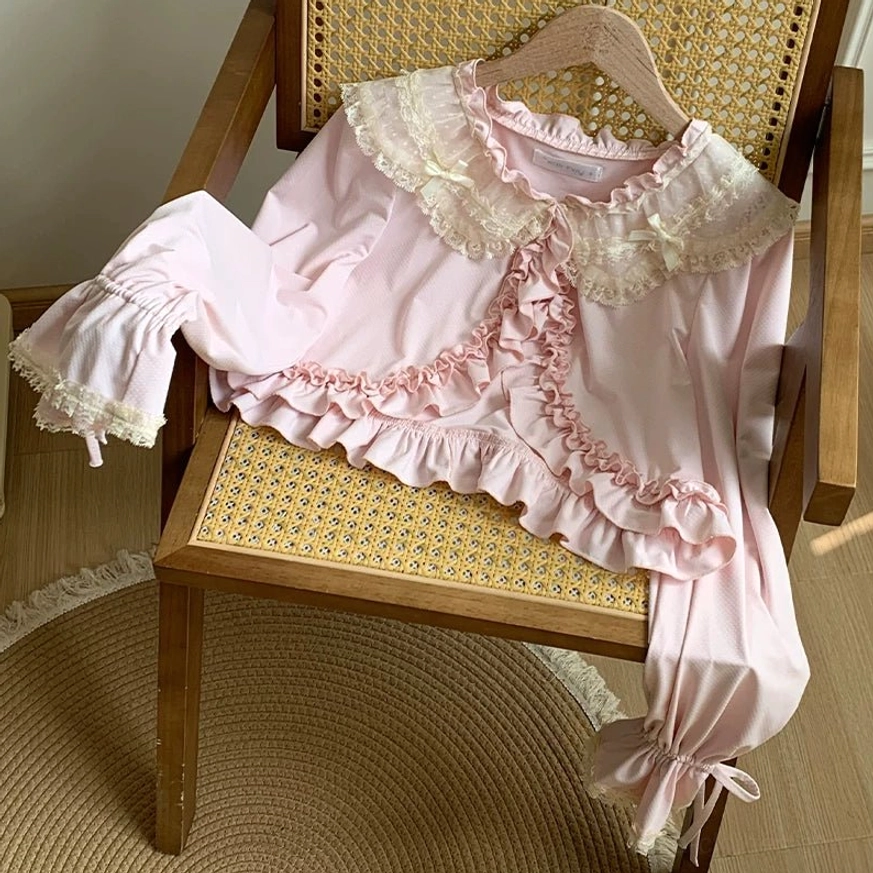Pink sun-protective cardigan only lolita layering piece four-way stretch fabric