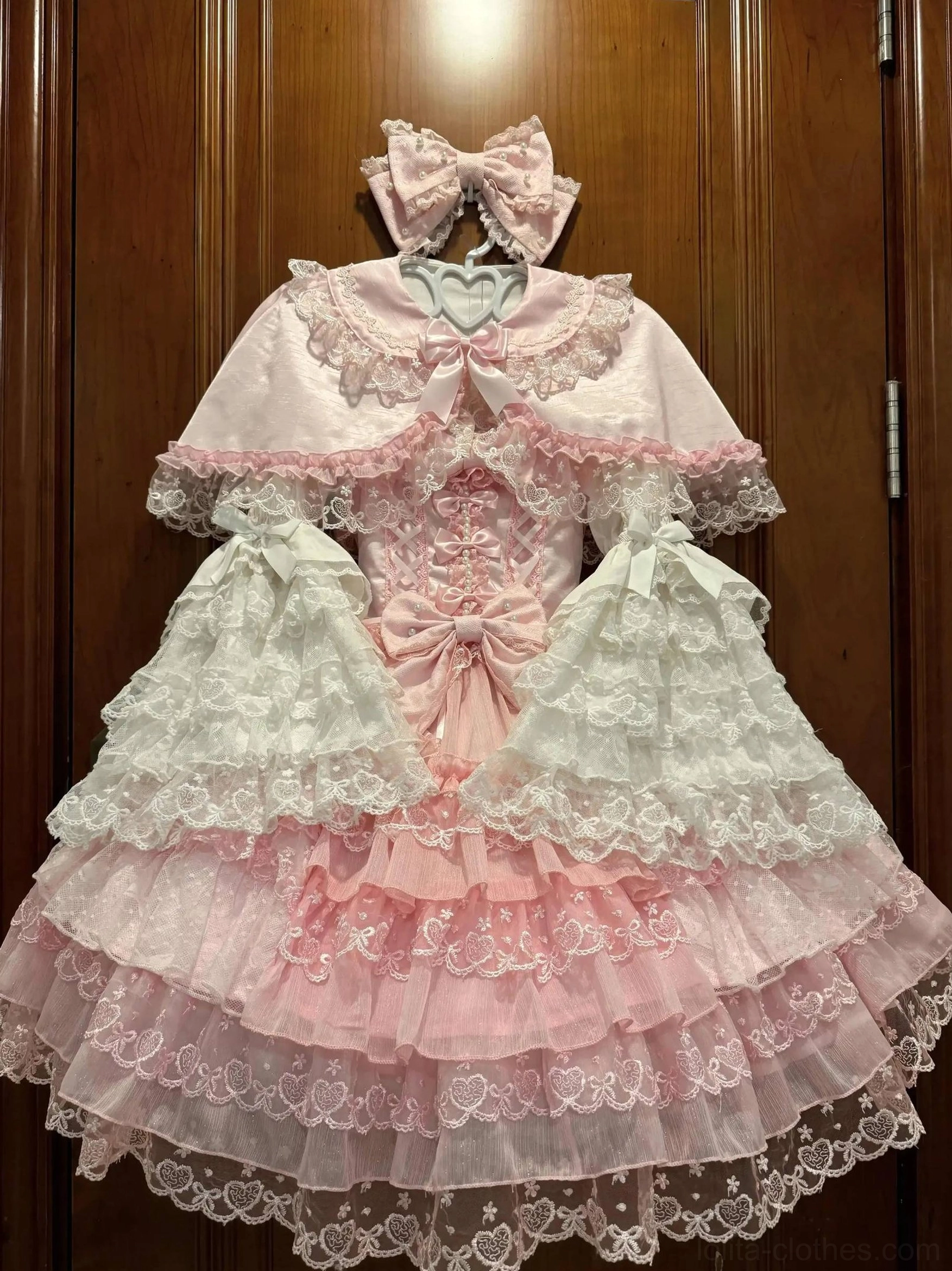Pink Sweet Lolita cape only accessory overlay option showing versatile coordinate layering possibilities
