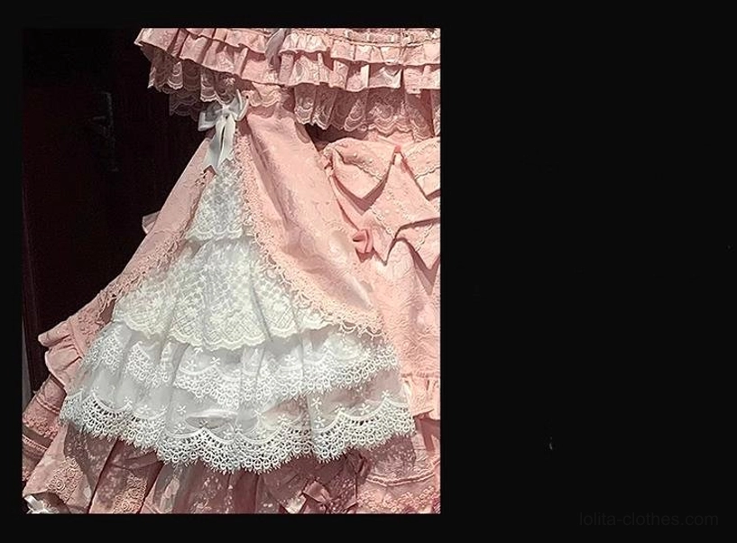 Pink white jacquard princess sleeves add-on lolita cape bonnet coordinate bundle accessory