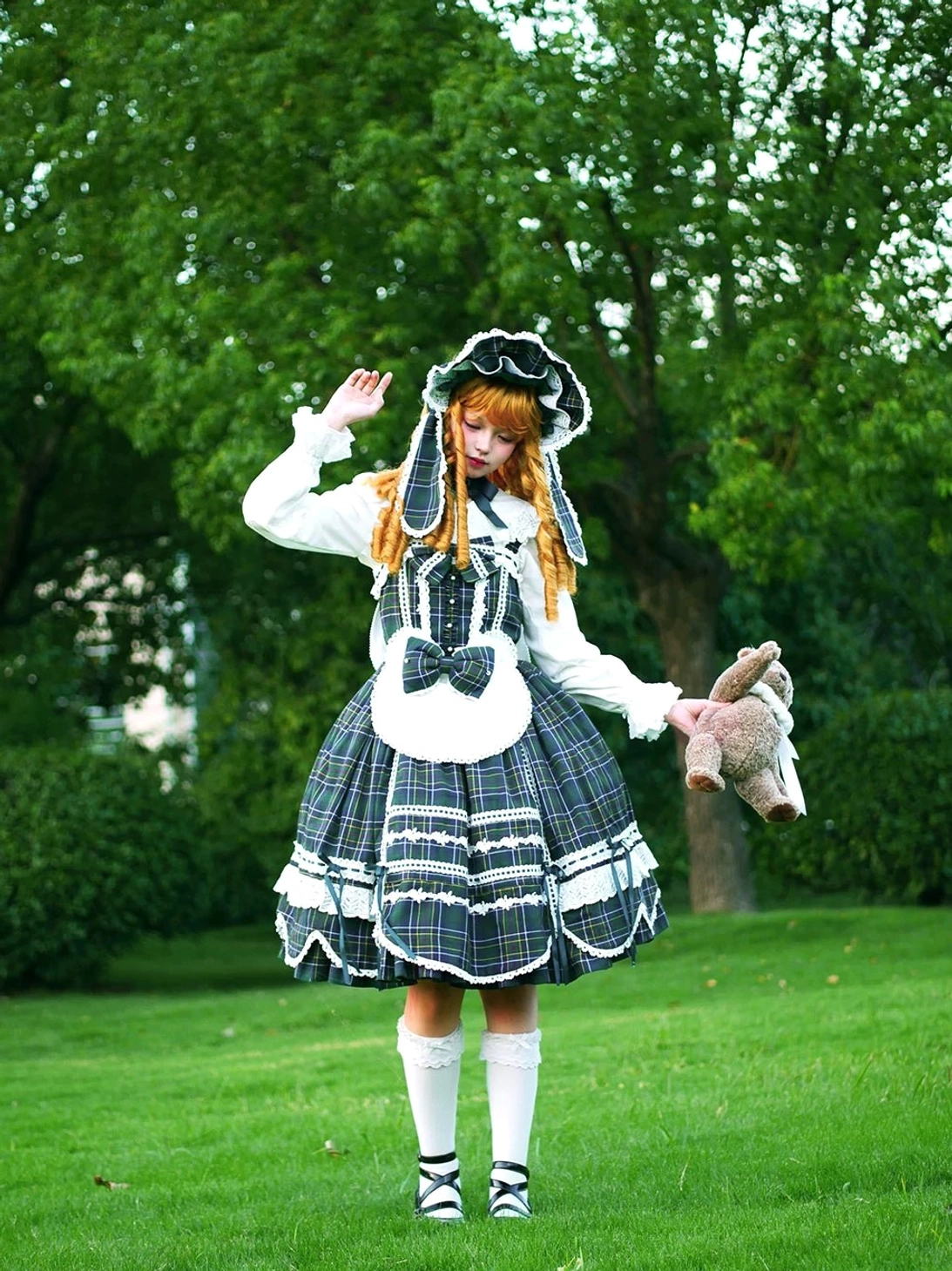 Plaid Petal Bunny old school lolita jumper skirt dress petal motif design inspiration floral botanical aesthetic