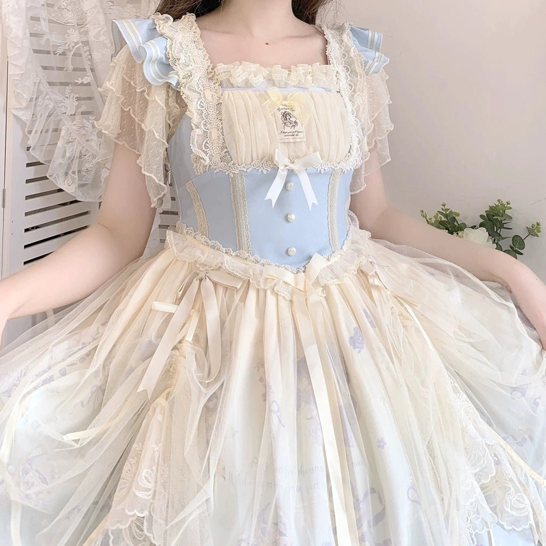 Plus size Lolita blouse fabric detail showing dotted yarn nylon semi-sheer texture and quality