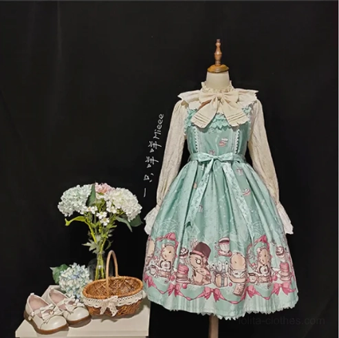 Plus size sweet lolita cotton blouse styling guide showing versatile coordination options with different lolita skirts and accessories